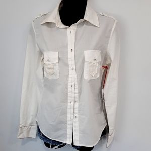 Da-Nang White XSmall Collard Button Down Shirt NWT